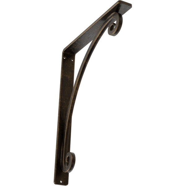 Ekena Millwork Legacy Wrought Iron Bracket, (Single center brace), Antiqued Brass 1 1/2"W x 10"D x 12"H BKTM01X10X12SLEABS - main